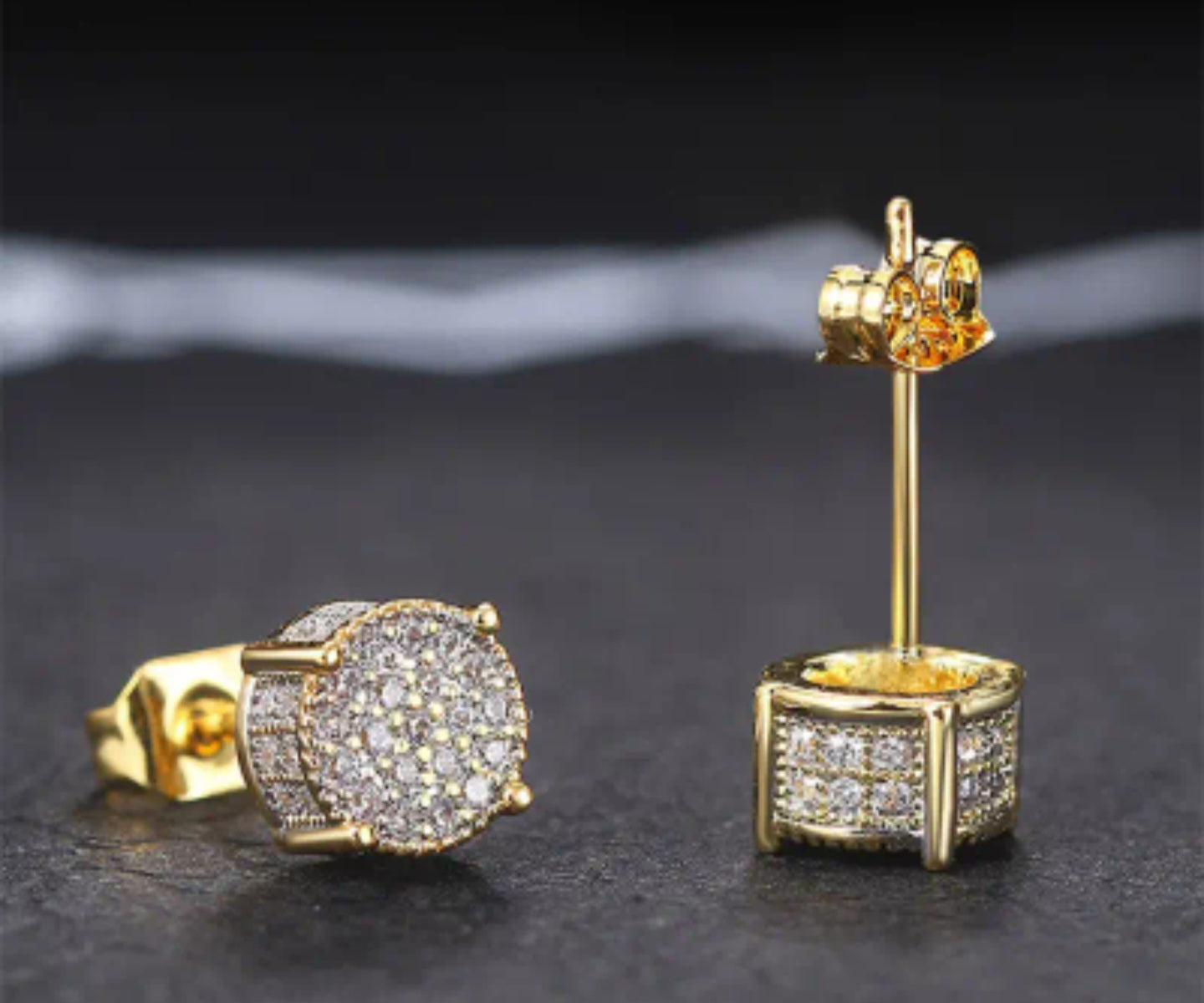 CZ Gold Stub Earrings
